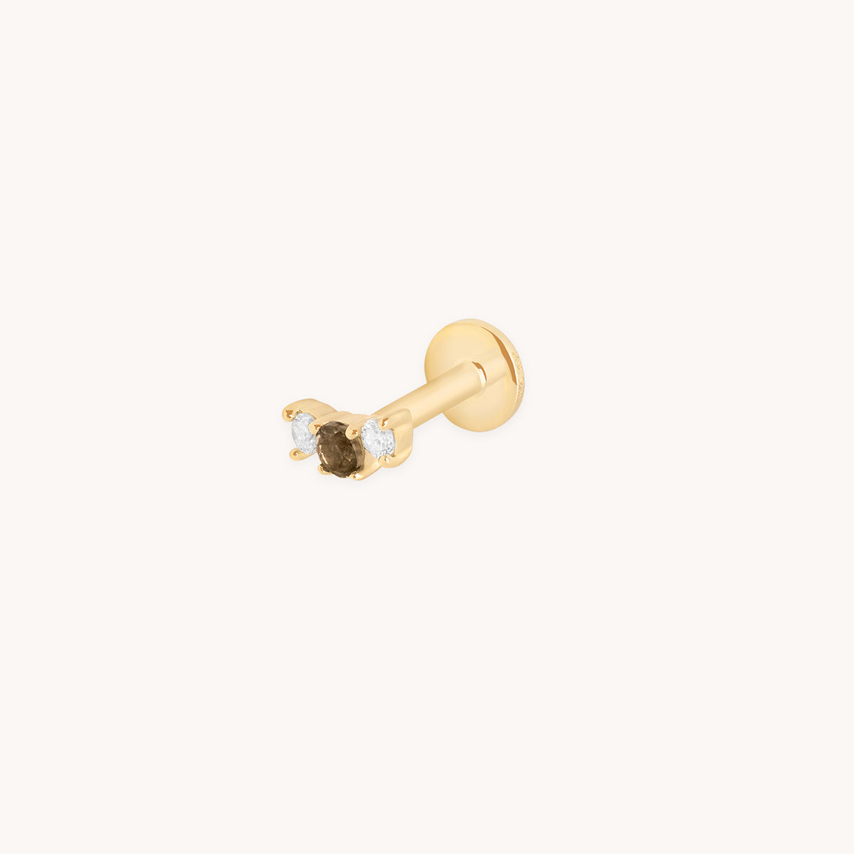 Smokey Quartz Cluster Piercing Stud in Solid Gold-Astrid &amp; Miyu