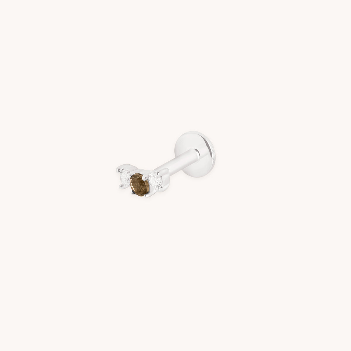 Smokey Quartz Cluster Piercing Stud in Solid White Gold-Astrid &amp; Miyu