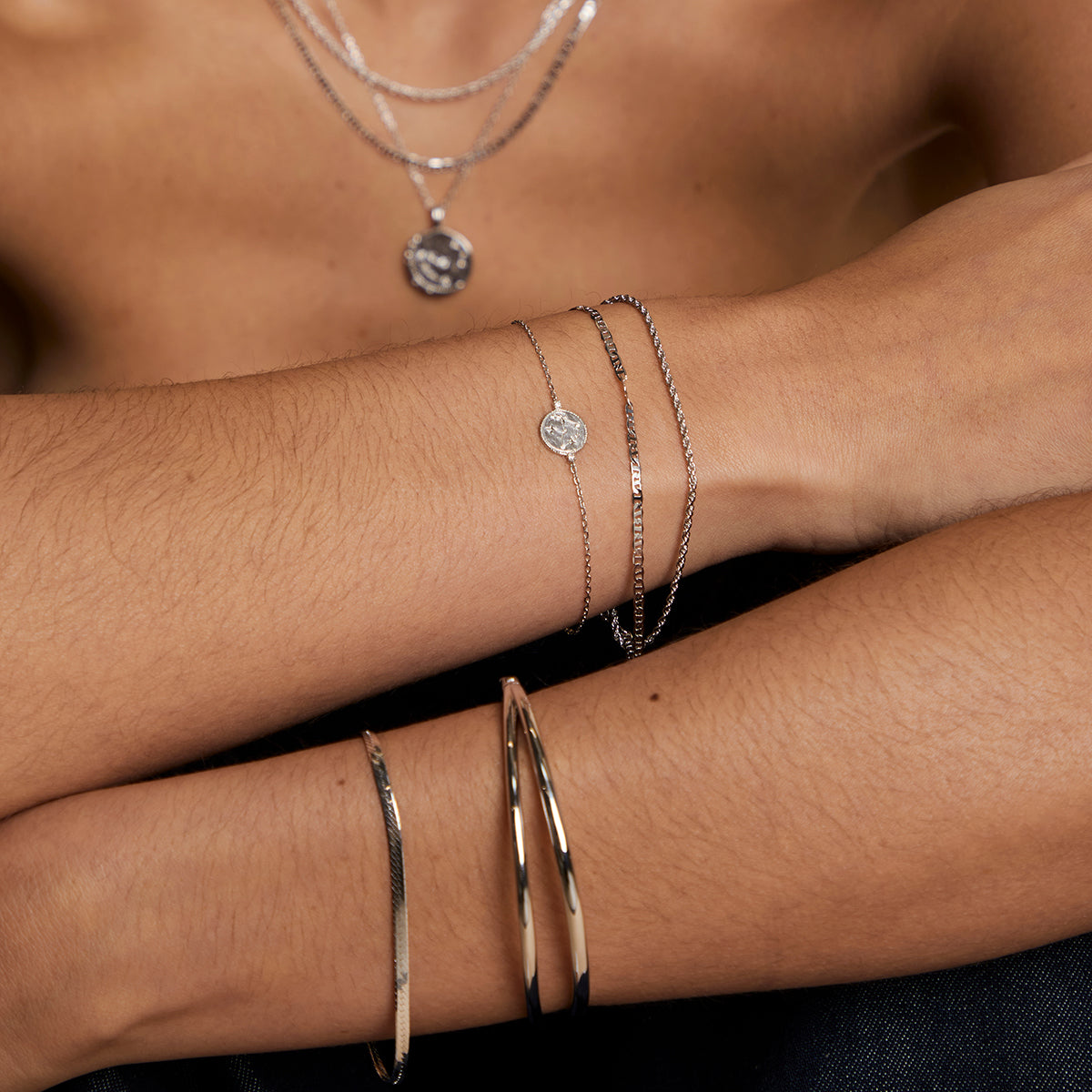 Illusion Double Chain Bracelet in Silver-Astrid &amp; Miyu