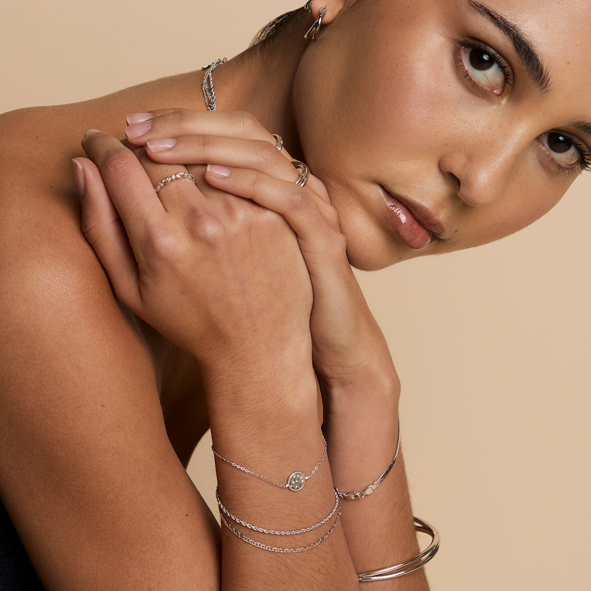 Illusion Double Chain Bracelet in Silver-Astrid &amp; Miyu
