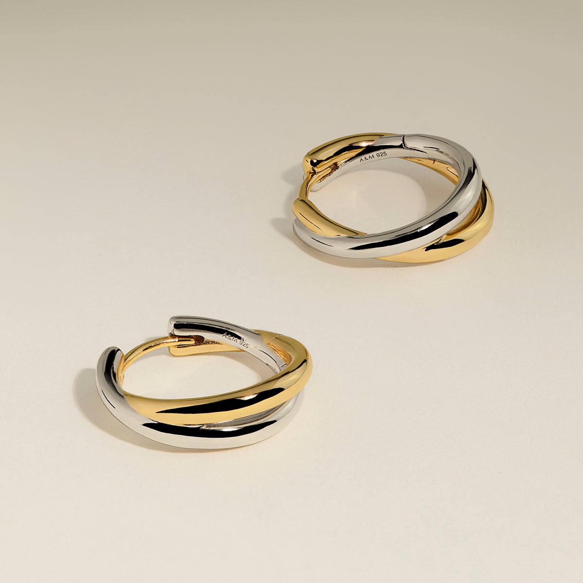 Crossover Illusion Hoops in Mixed Metal-Astrid &amp; Miyu