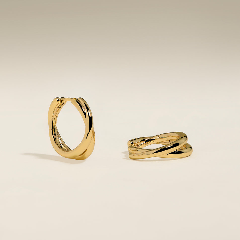 Crossover Illusion Hoops in Gold-Astrid &amp; Miyu