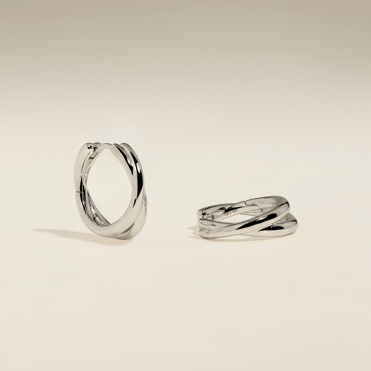 Crossover Illusion Hoops in Silver-Astrid &amp; Miyu