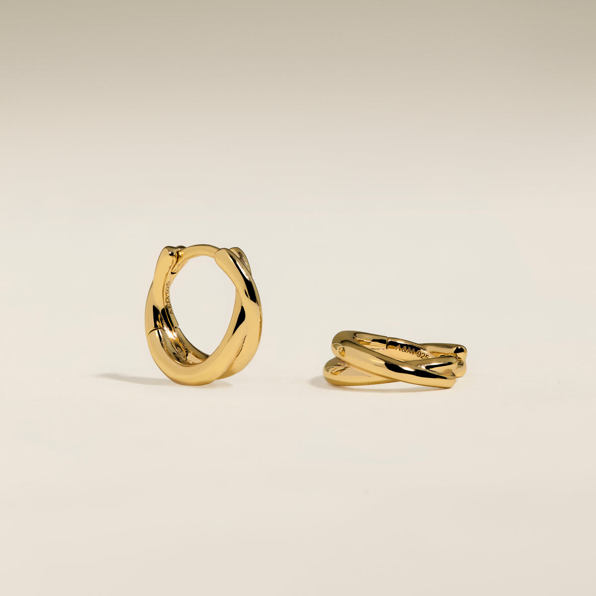 Crossover Illusion Huggies in Gold-Astrid &amp; Miyu