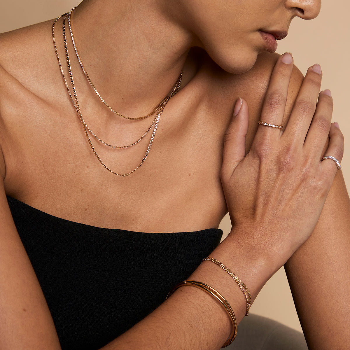 Illusion Double Chain Necklace in Gold-Astrid &amp; Miyu