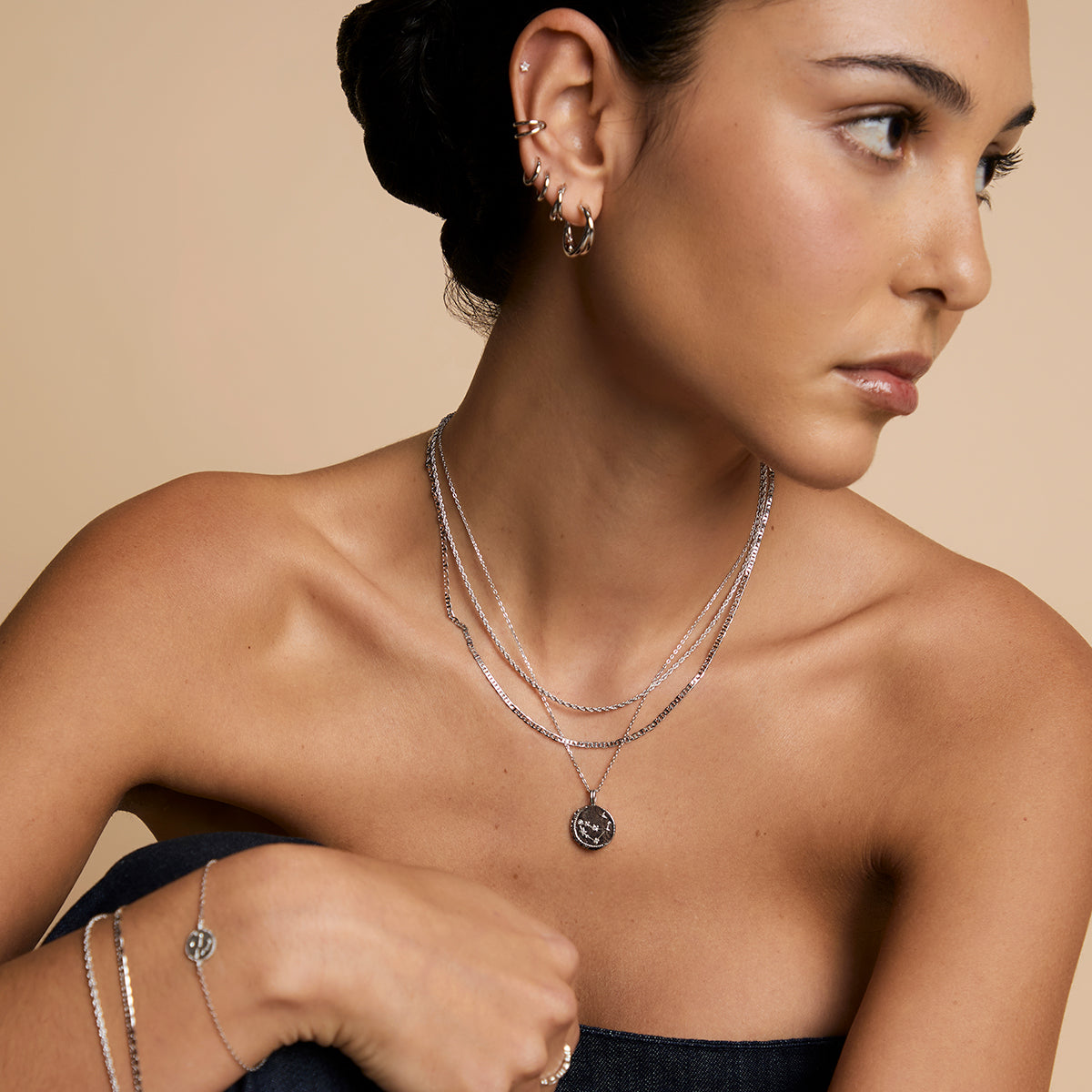 Illusion Double Chain Necklace in Silver-Astrid &amp; Miyu