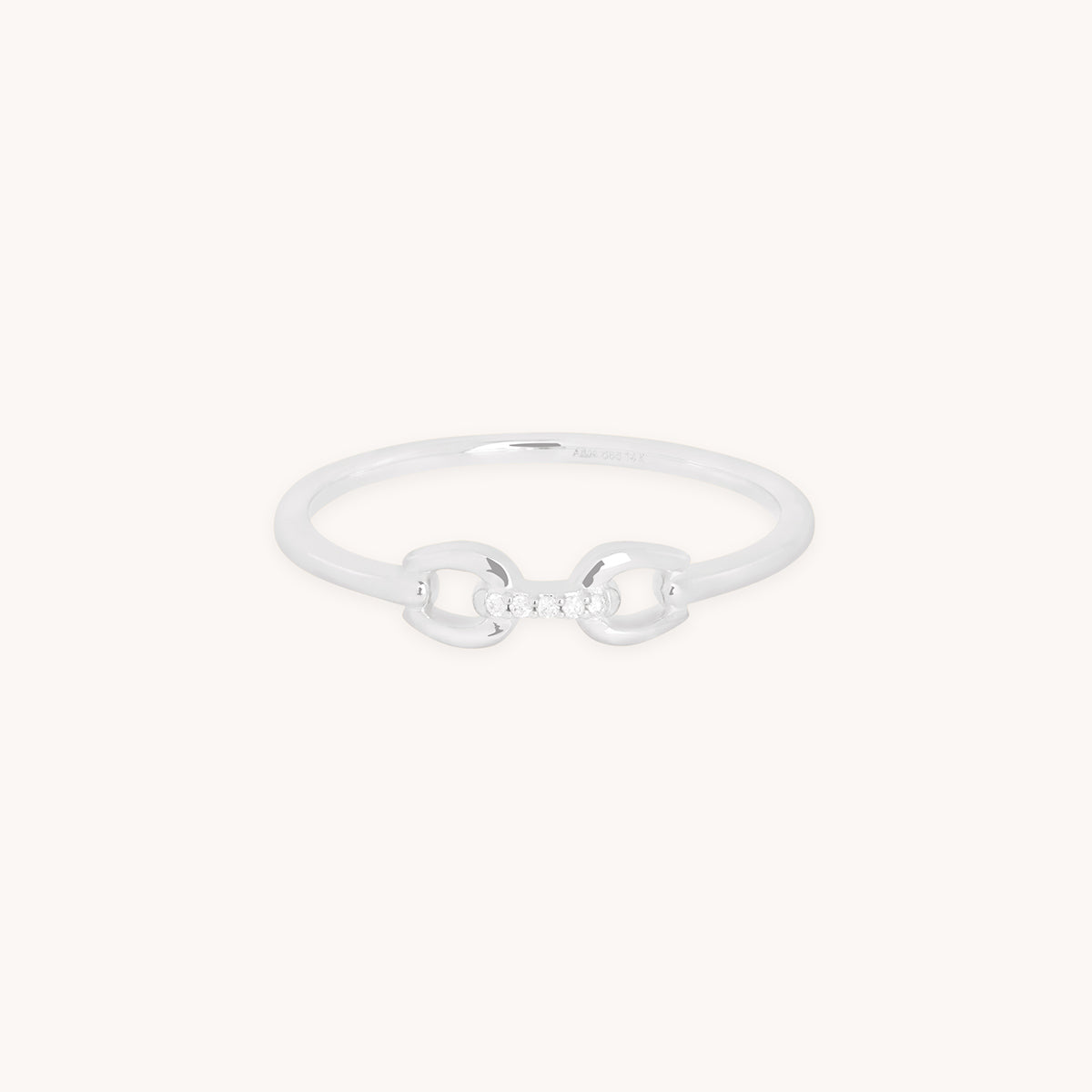 Diamond Hardware Ring in Solid White Gold-Astrid &amp; Miyu