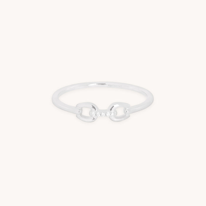 Diamond Hardware Ring in Solid White Gold-Astrid &amp; Miyu