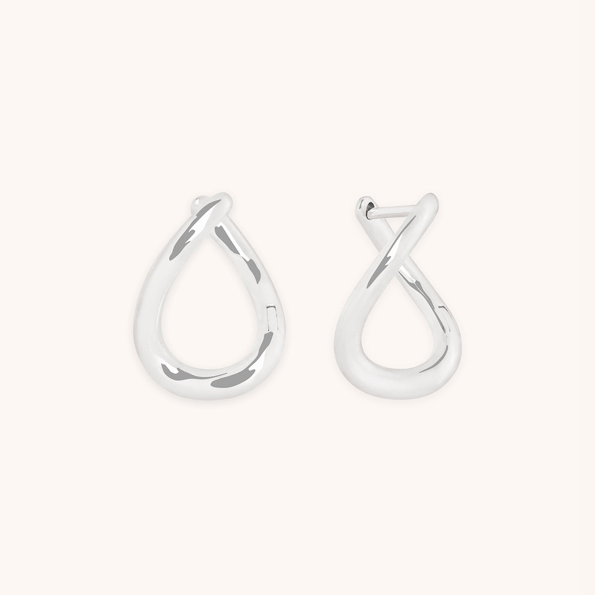 Molten Hoops in Solid White Gold-Astrid &amp; Miyu