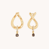 Diamond & Quartz Charm Molten Huggies in Solid Gold-Astrid &amp; Miyu