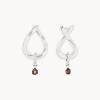 Diamond & Quartz Charm Molten Huggies in Solid White Gold-Astrid &amp; Miyu