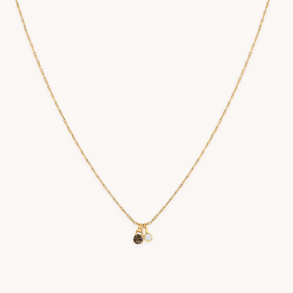Diamond & Quartz Pendant Necklace in Solid Gold-Astrid &amp; Miyu