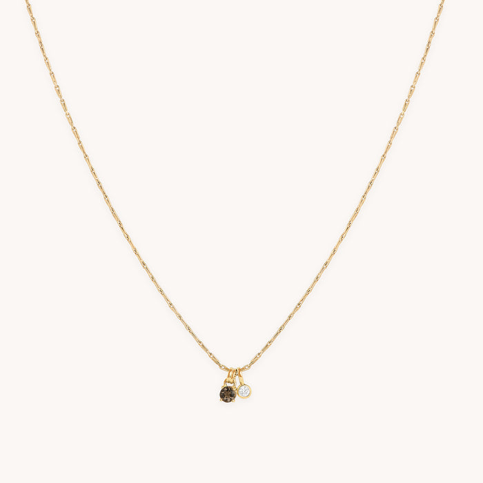 Diamond & Quartz Pendant Necklace in Solid Gold-Astrid &amp; Miyu