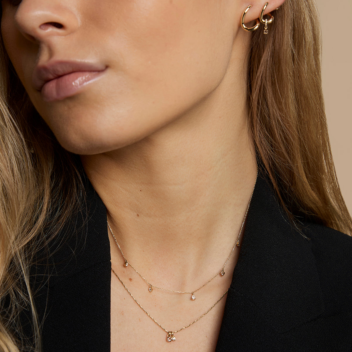 Diamond & Quartz Pendant Necklace in Solid Gold-Astrid &amp; Miyu