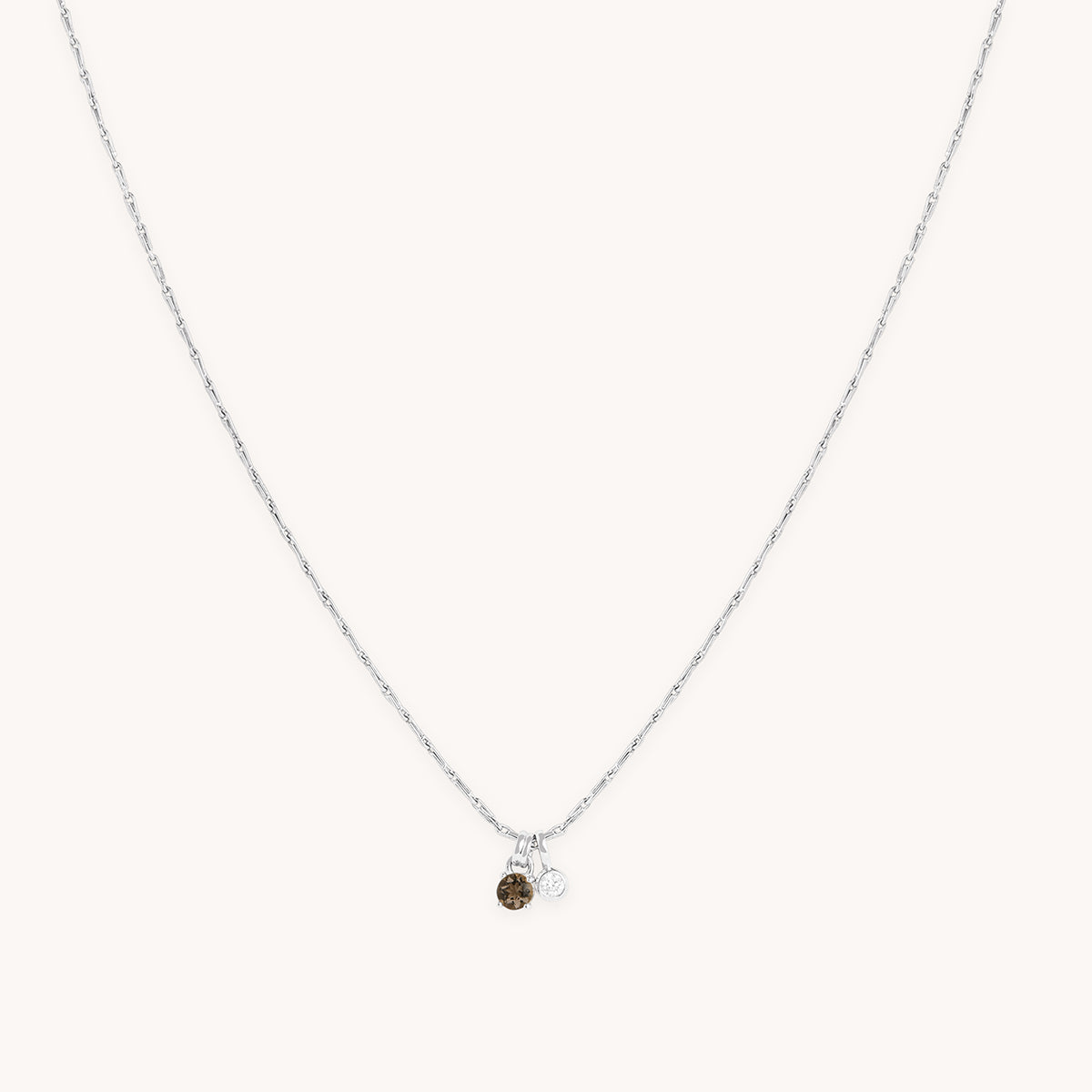 Diamond & Quartz Pendant Necklace in Solid White Gold-Astrid &amp; Miyu
