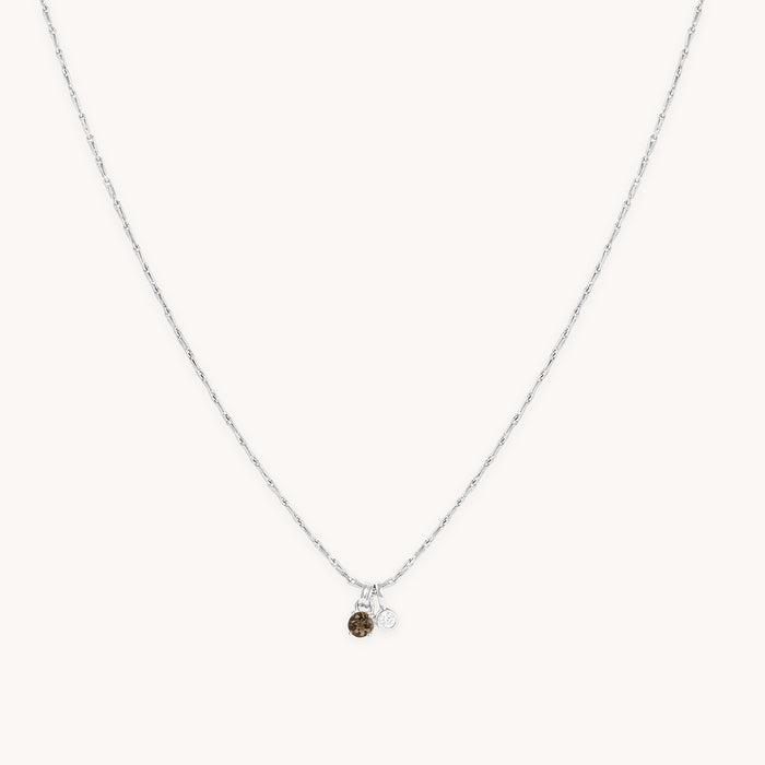 Diamond & Quartz Pendant Necklace in Solid White Gold-Astrid &amp; Miyu