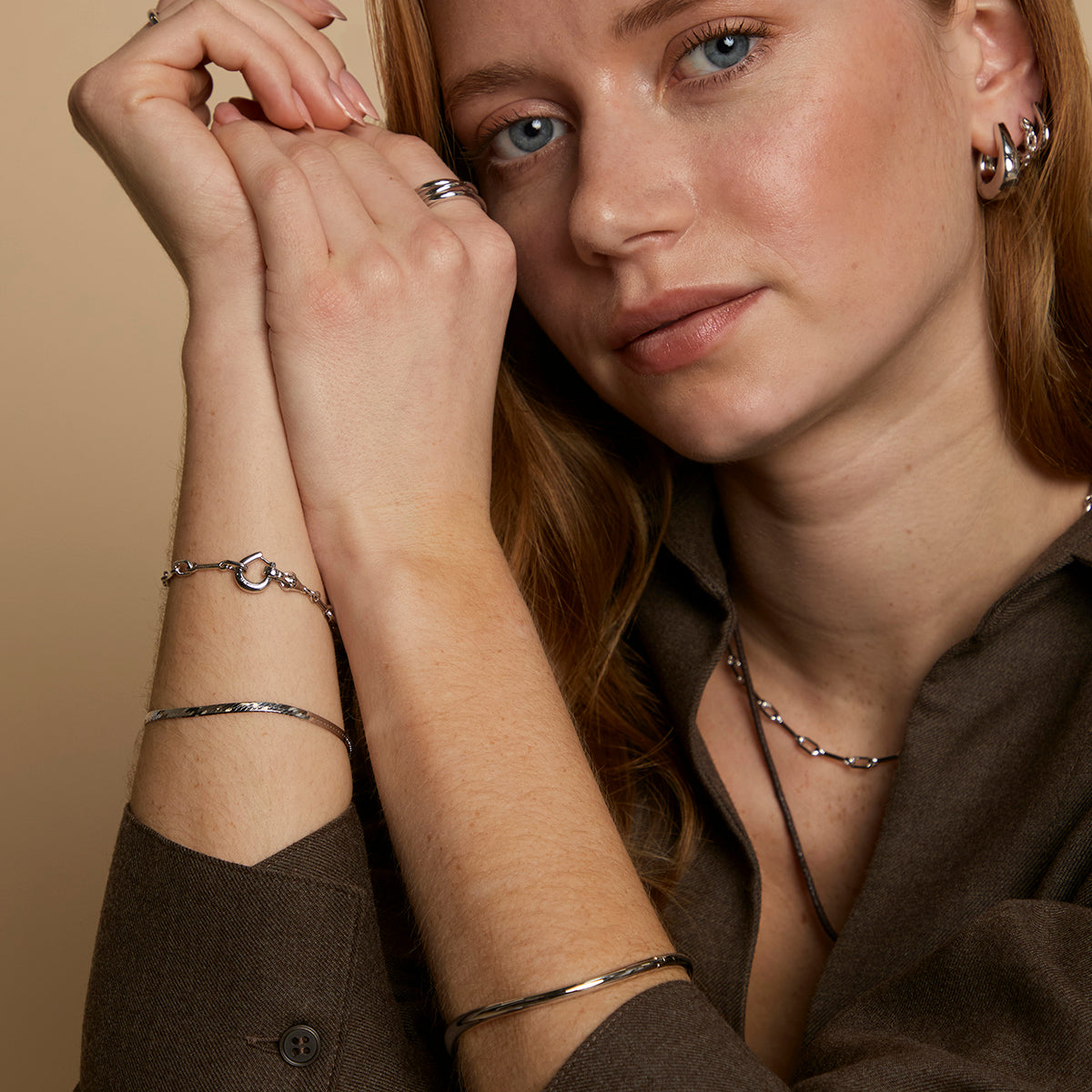 Hardware Chain Bracelet in Silver-Astrid &amp; Miyu