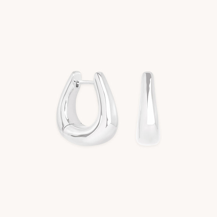 Saddle Small Hoops in Silver-Astrid &amp; Miyu