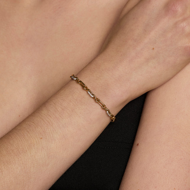 Pavé Chain Link Bracelet in Gold-Astrid &amp; Miyu