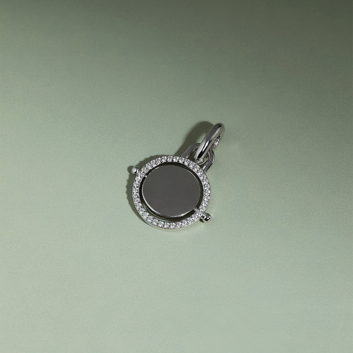 Pavé Spinning Coin Clip Charm in Silver-Astrid &amp; Miyu