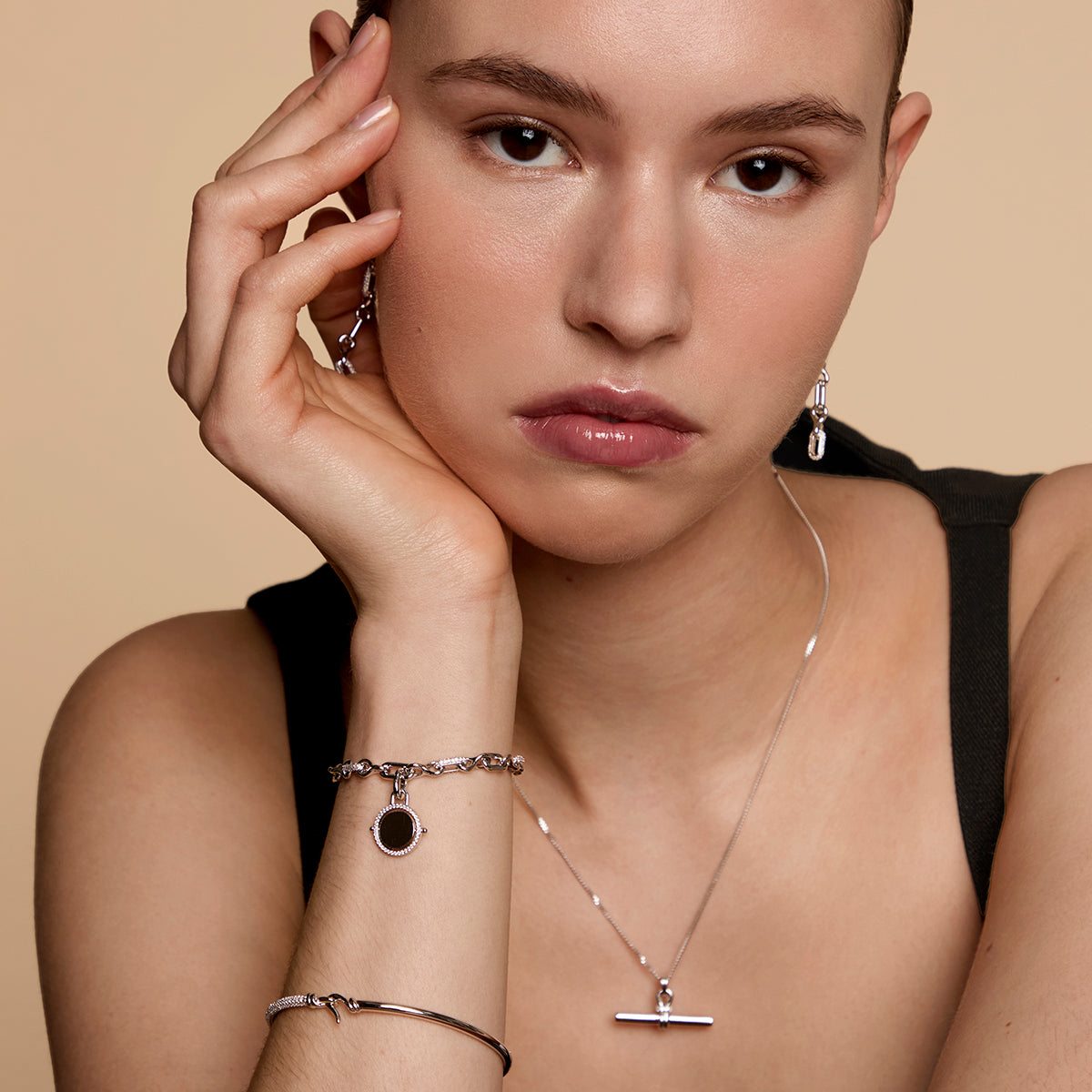 Pavé Spinning Coin Clip Charm in Silver-Astrid &amp; Miyu