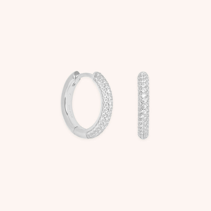 Pavé Essential Small Hoops in Silver-Astrid &amp; Miyu