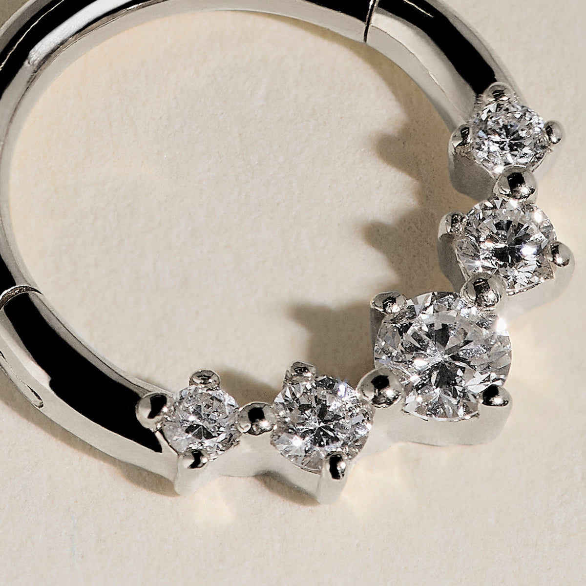 Diamond Daith Hoop in Solid White Gold-Astrid &amp; Miyu