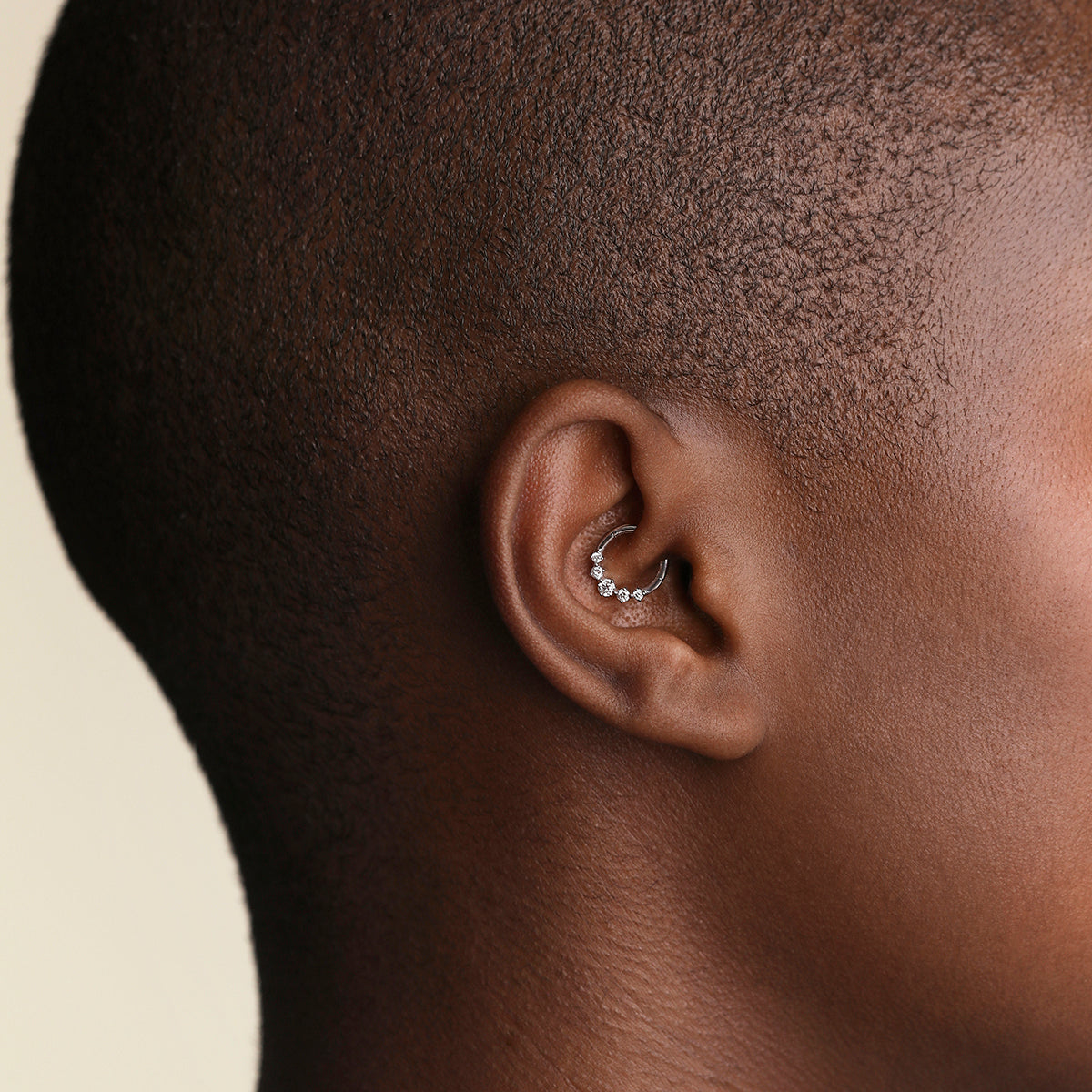 Diamond Daith Hoop in Solid White Gold-Astrid &amp; Miyu