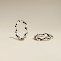 Scalloped Crystal Medium Hoops in Silver-Astrid &amp; Miyu
