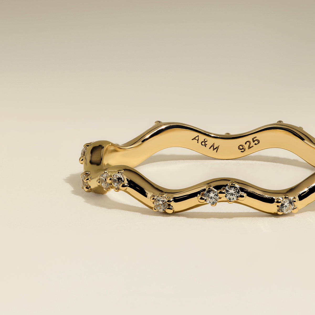 Scalloped Crystal Band Ring in Gold-Astrid &amp; Miyu