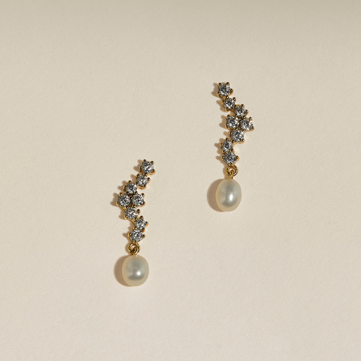 Scalloped Crystal Charm Studs in Gold-Astrid &amp; Miyu