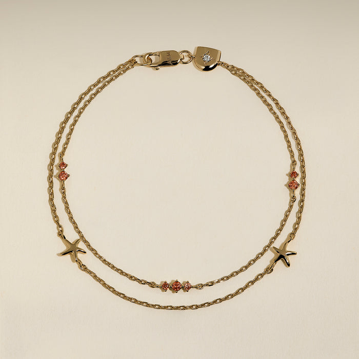 Starfish Double Chain Bracelet in Gold-Astrid &amp; Miyu