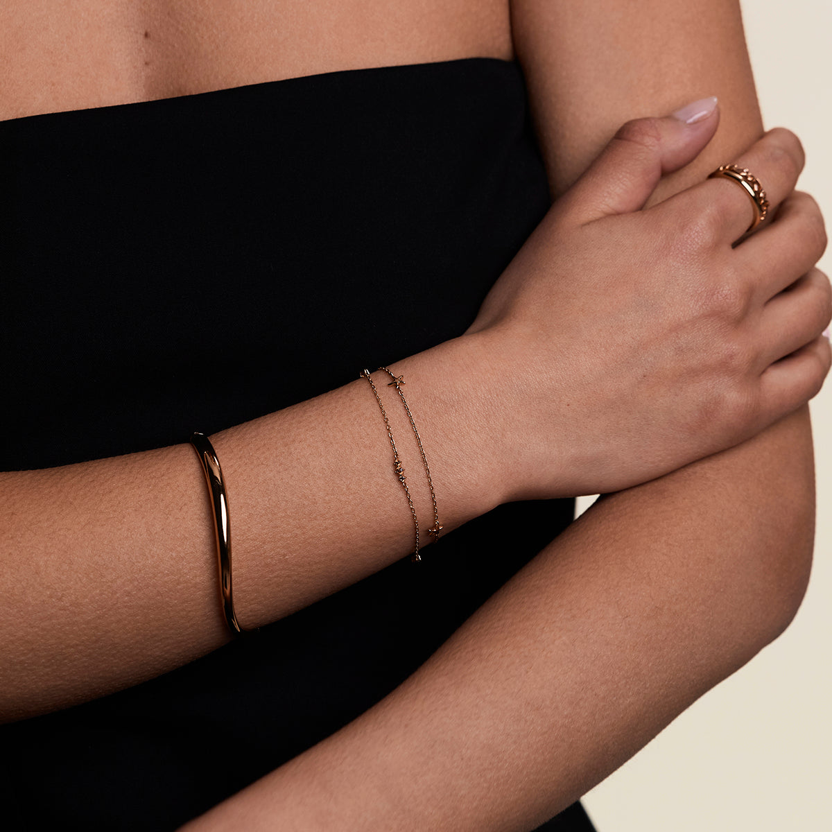 Starfish Double Chain Bracelet in Gold-Astrid &amp; Miyu