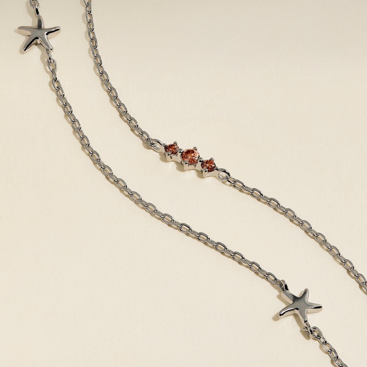 Starfish Double Chain Bracelet in Silver-Astrid &amp; Miyu