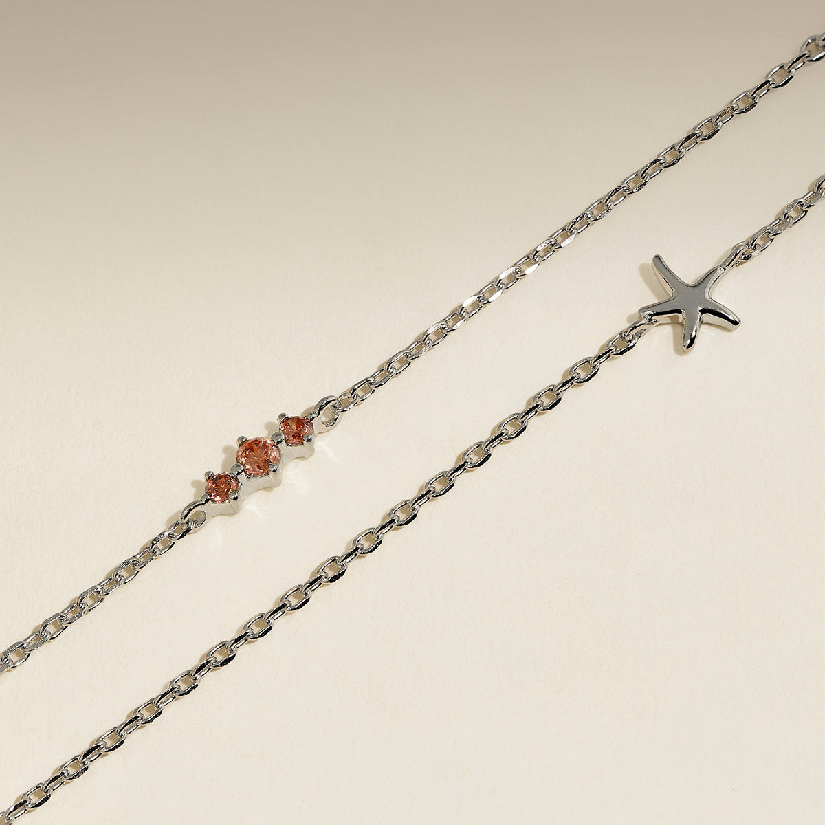 Starfish Double Chain Bracelet in Silver-Astrid &amp; Miyu