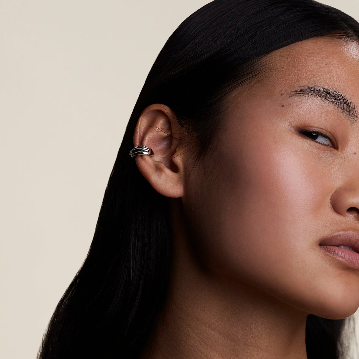 Ripple Wave Ear Cuff in Silver-Astrid &amp; Miyu