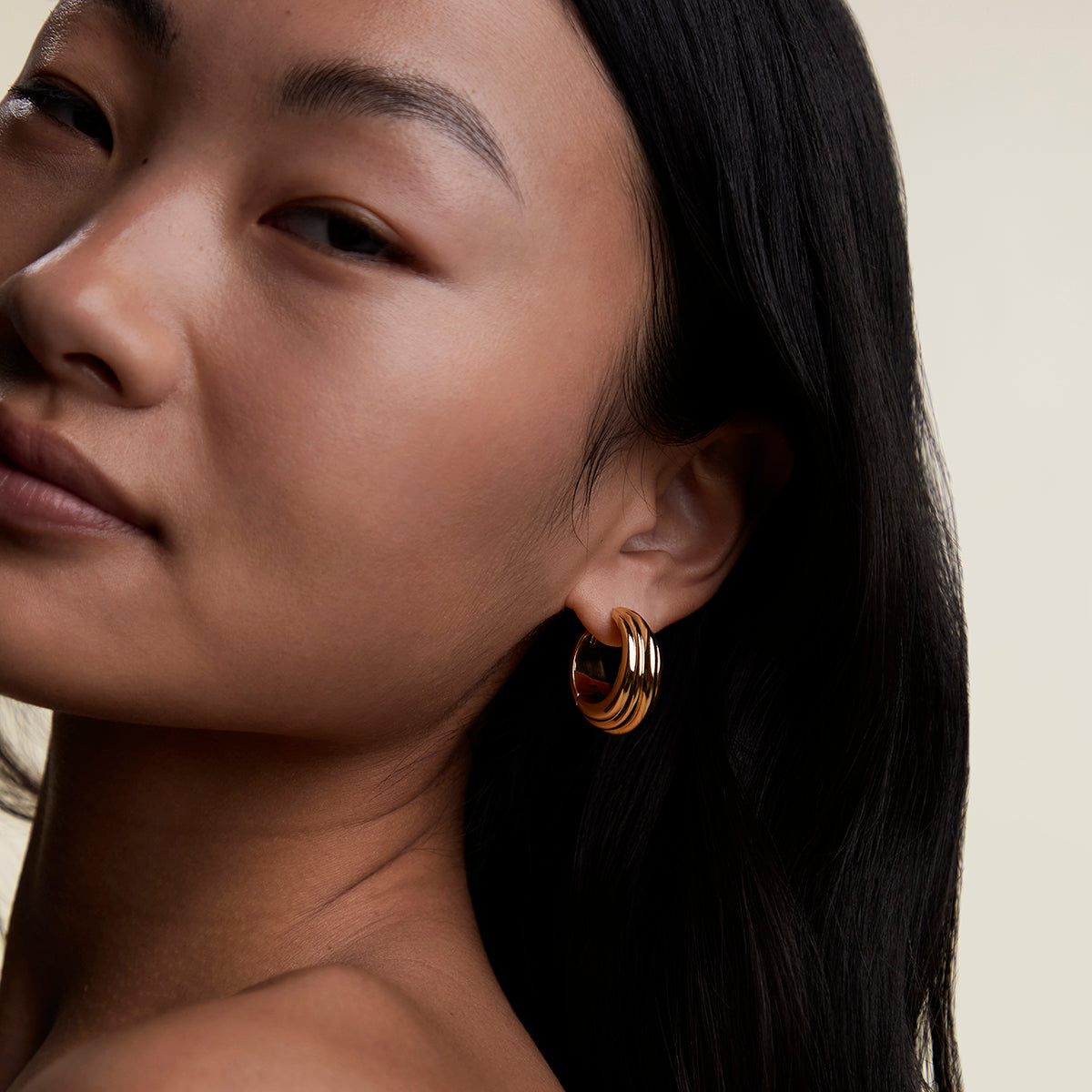 Ripple Wave Hoops in Gold-Astrid &amp; Miyu