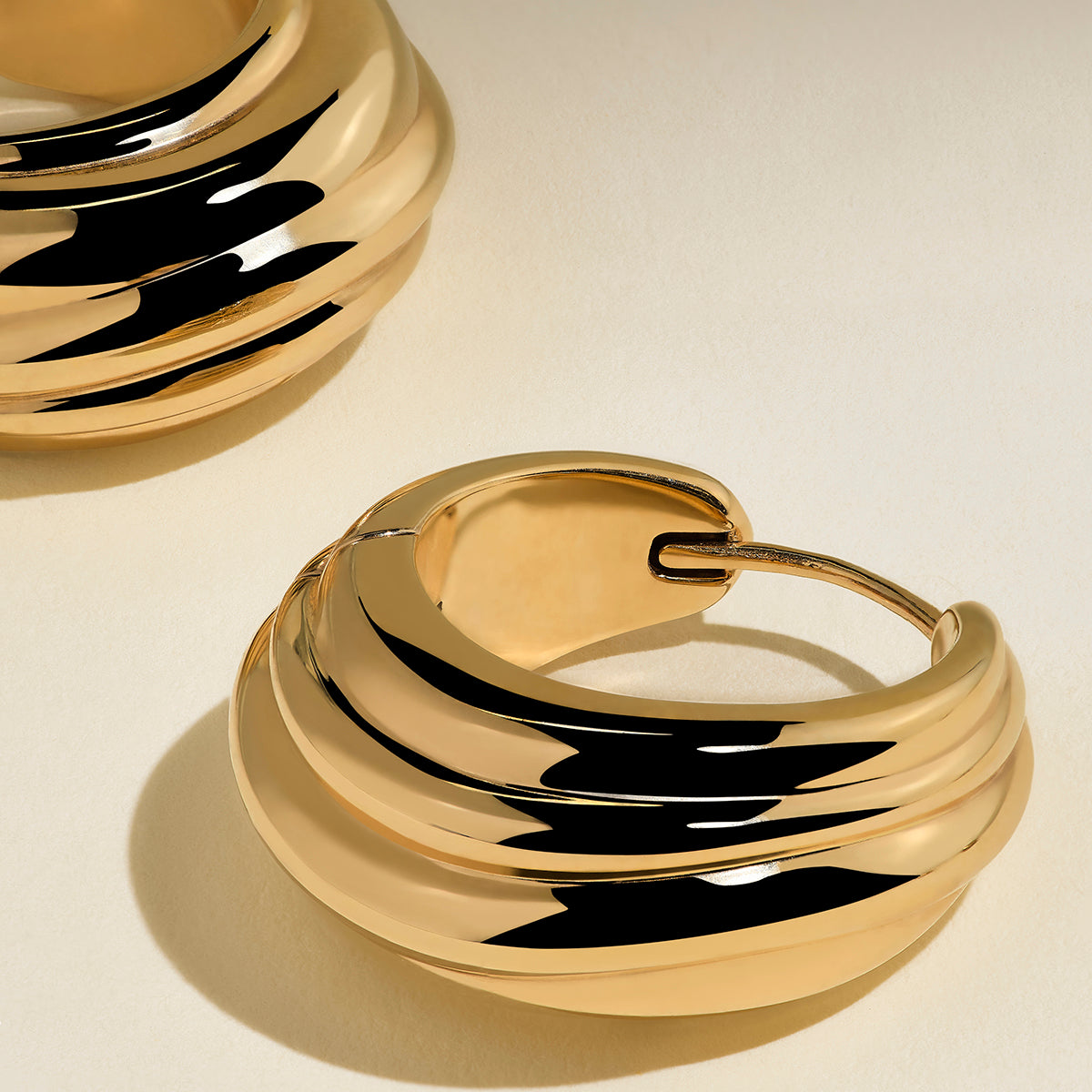 Ripple Wave Hoops in Gold-Astrid &amp; Miyu