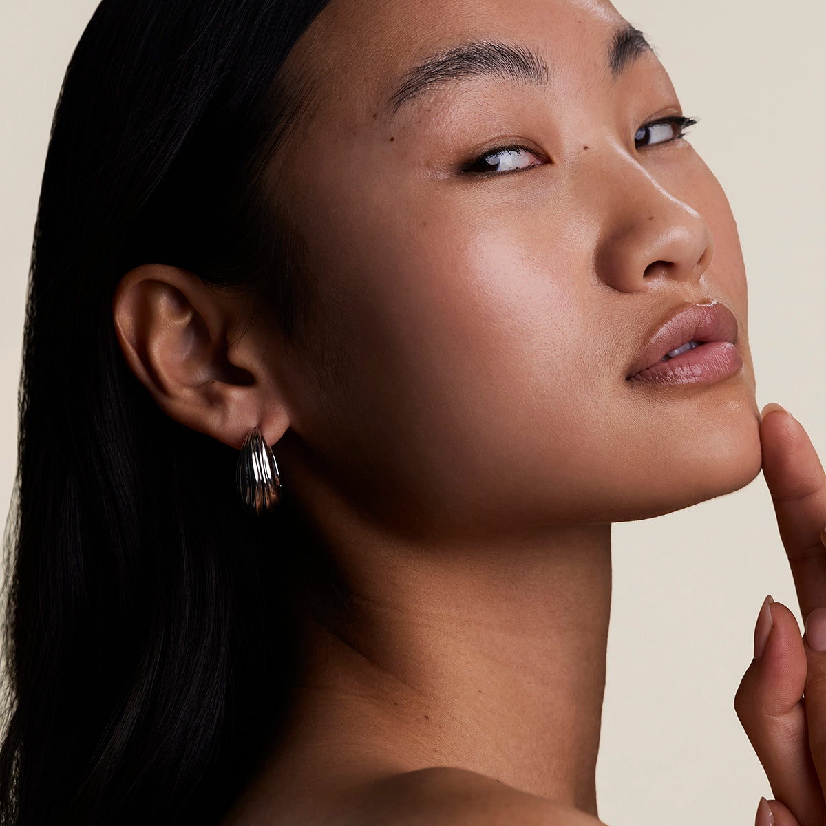 Ripple Wave Hoops in Silver-Astrid &amp; Miyu