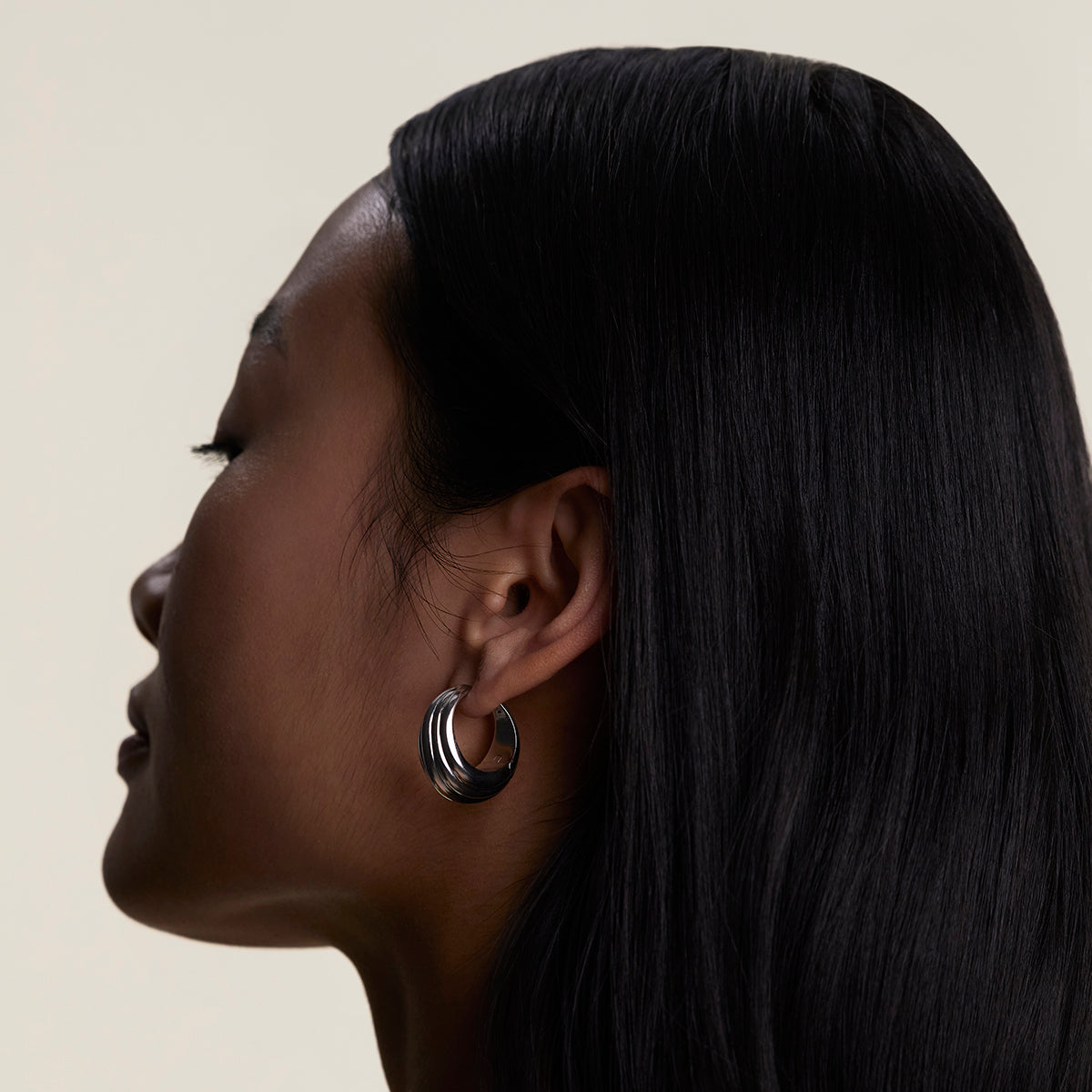 Ripple Wave Hoops in Silver-Astrid &amp; Miyu