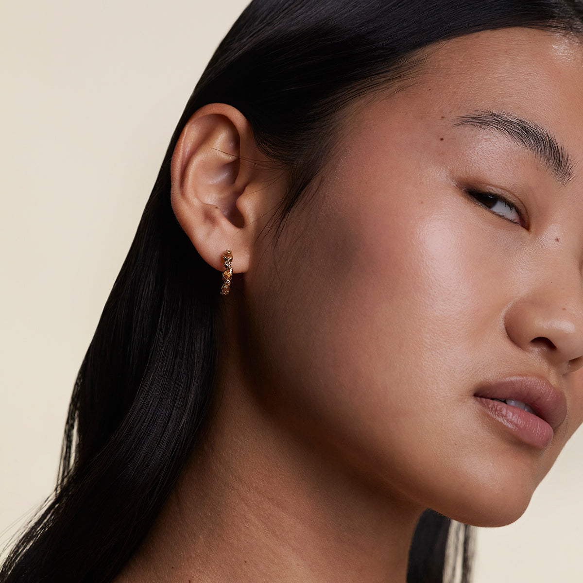 Sunset Pear Hoops in Gold-Astrid &amp; Miyu