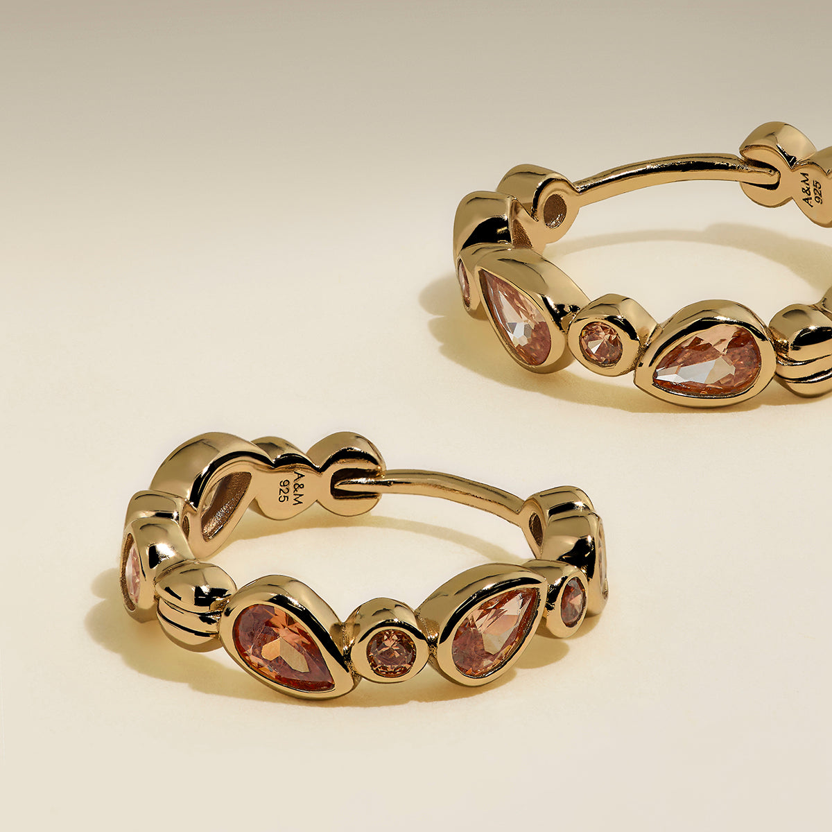 Sunset Pear Hoops in Gold-Astrid &amp; Miyu