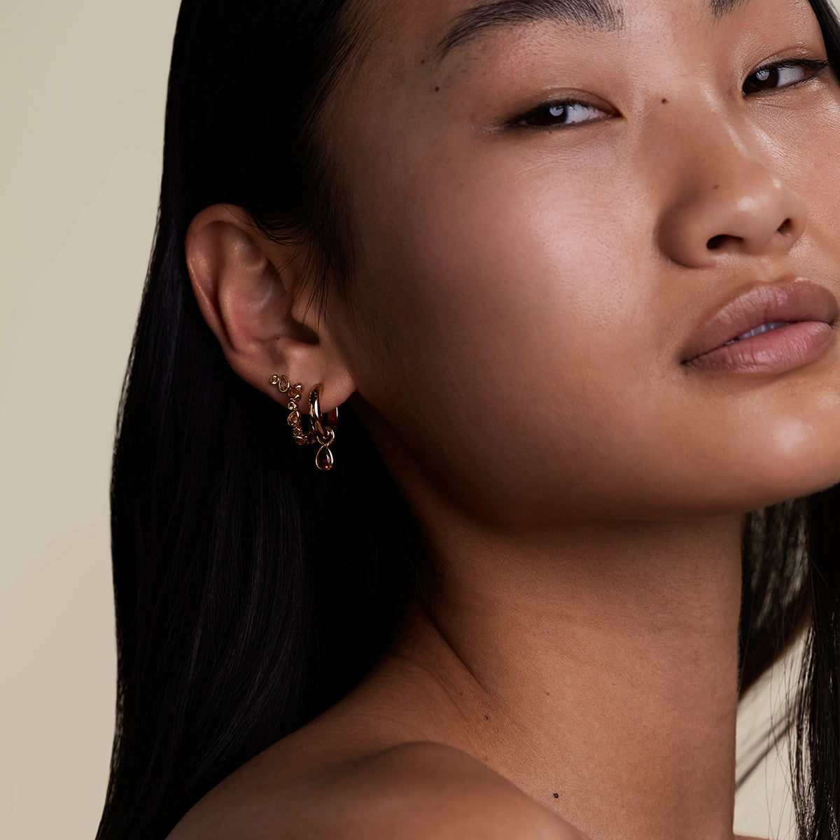 Sunset Pear Hoops in Gold-Astrid &amp; Miyu
