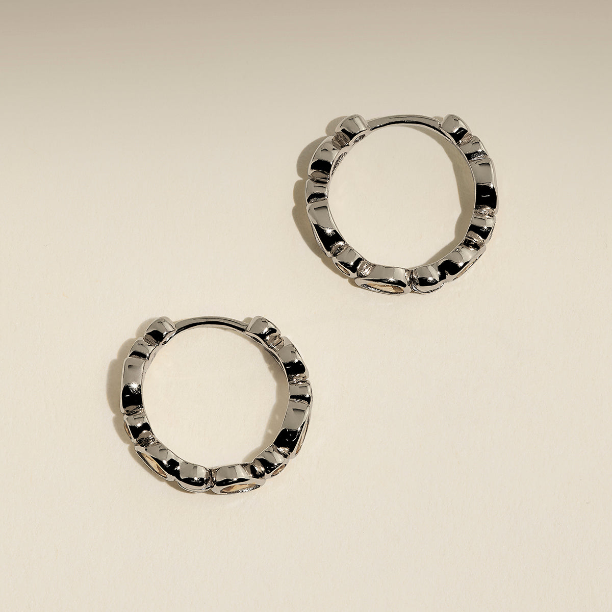 Sunset Pear Hoops in Silver-Astrid &amp; Miyu