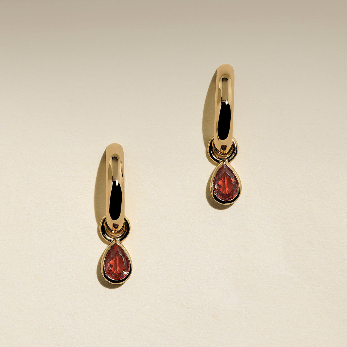 Sunset Pear Charm Hoops in Gold-Astrid &amp; Miyu