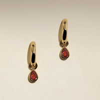 Sunset Pear Charm Hoops in Gold-Astrid &amp; Miyu