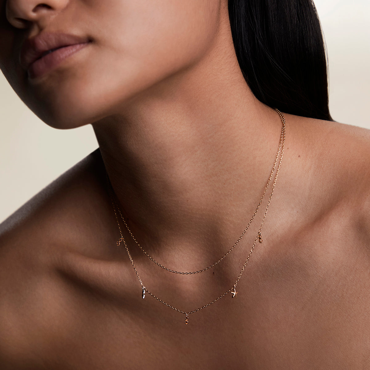 Starfish Double Chain Necklace in Gold-Astrid &amp; Miyu