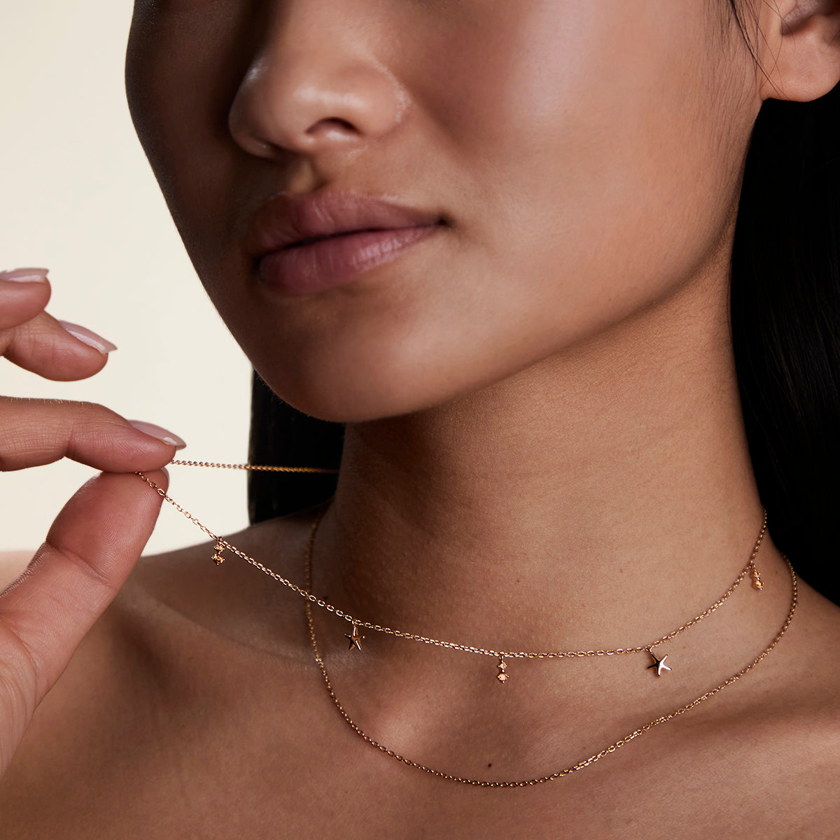 Starfish Double Chain Necklace in Gold-Astrid &amp; Miyu