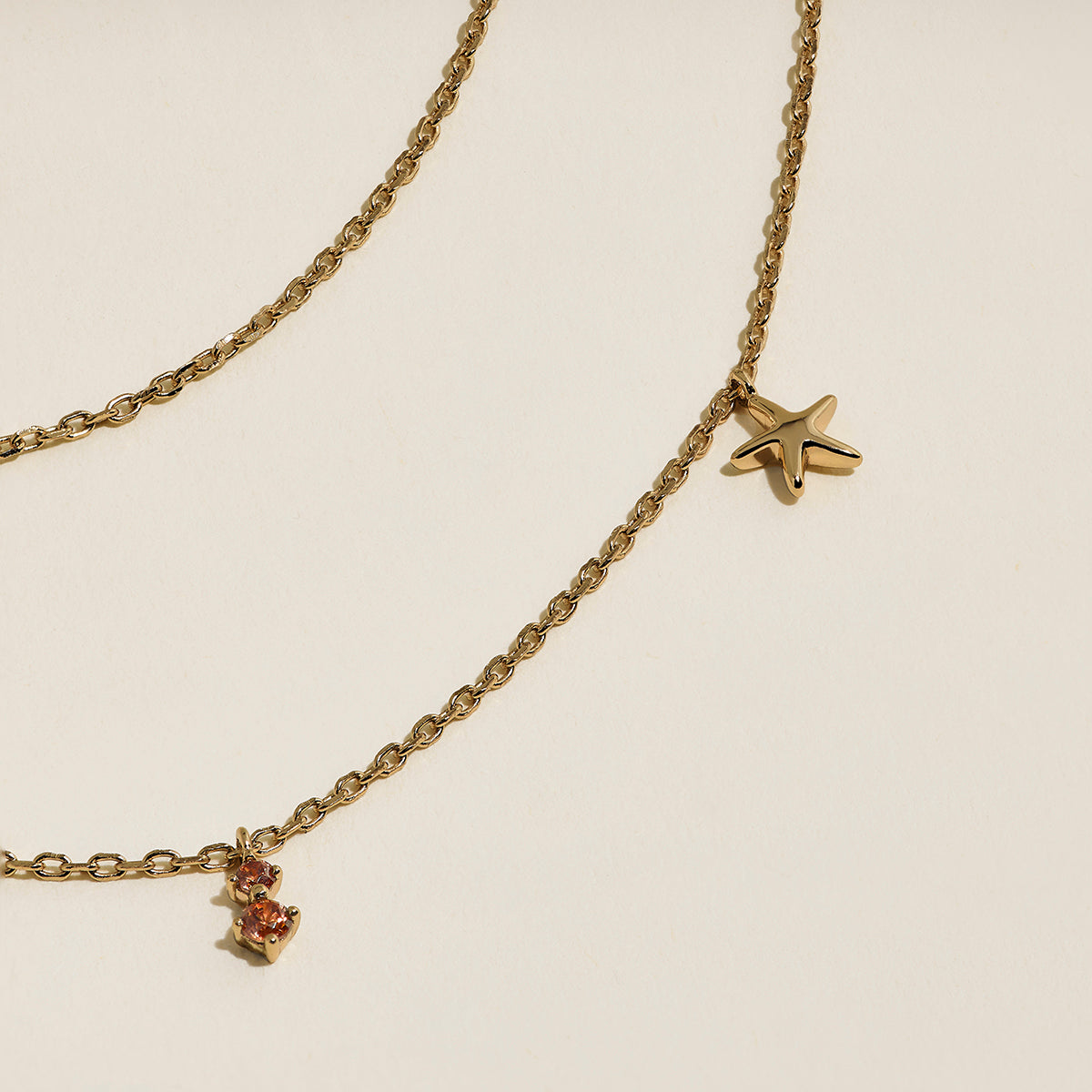 Starfish Double Chain Necklace in Gold-Astrid &amp; Miyu