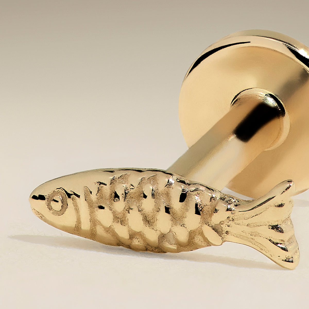 Fish Piercing Stud in Solid Gold-Astrid &amp; Miyu